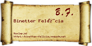 Binetter Felícia névjegykártya